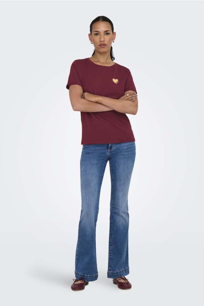 ONLKITA LIFE S/S TOP NOOS 15244714 CABERNET/GOLD GLITT